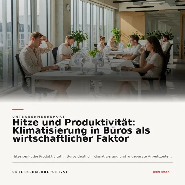 Share-Card fuer Klimaanpassung im Büro: So beeinflussen heiße Sommer die Arbeitswelt